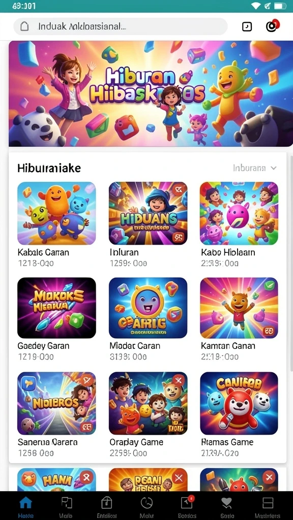 Tampilan antarmuka QTGAME yang menarik dan user-friendly.