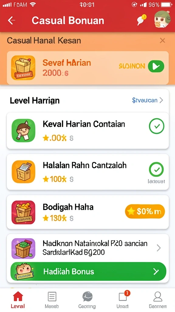 Karakter unik dan item koleksi menarik.
